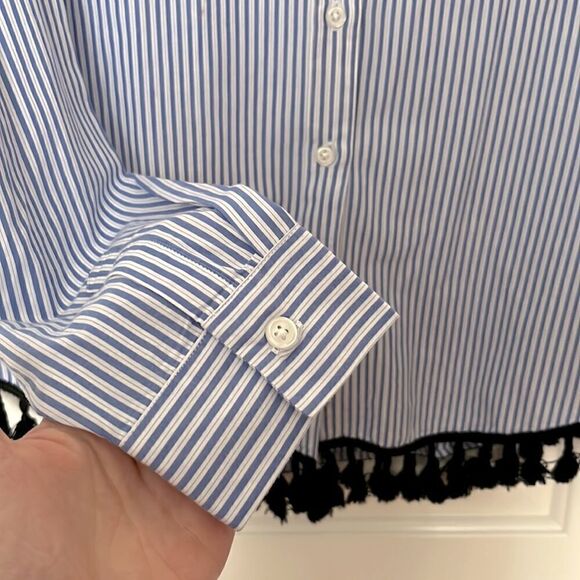 EUC Who What Wear  Striped button down Shirt w/ Black Tassels size M - Picture 4 of 4